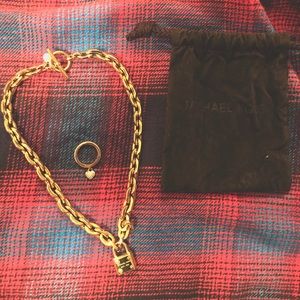 Michael Kors Gold Necklace & Ring Set